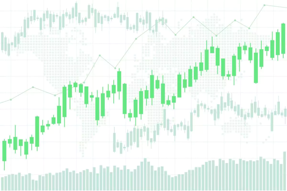 Green stock market chart background